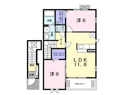 ローマ・アリエス・アイ(2LDK/2階)の間取り写真