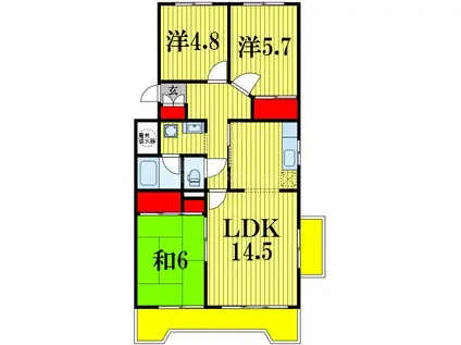 柏中央シティハイツ(3LDK/3階)の間取り写真