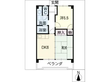 かね村ハイツ(2DK/1階)の間取り写真