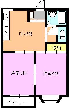 パーク・ハイムA(2DK/1階)の間取り写真