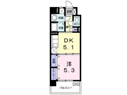 サンセール宮ノ陣(1DK/3階)の間取り写真