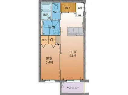 ハートフルタウン クオーレ(1LDK/3階)の間取り写真