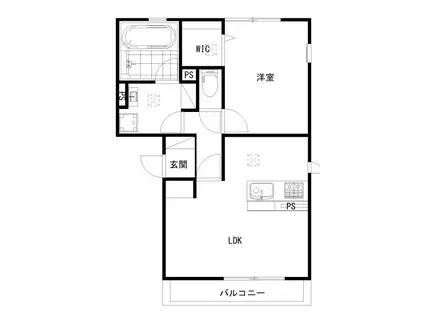 コントレイルI(1LDK/2階)の間取り写真