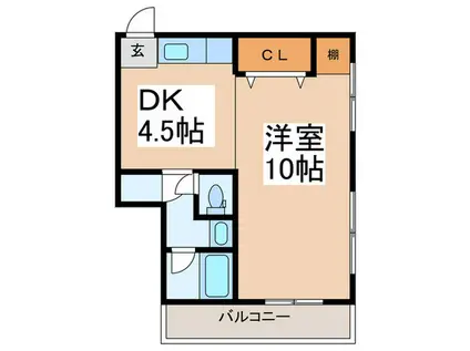 草薙ビル(1DK/4階)の間取り写真