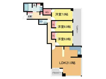 ジオタワー宝塚イースト(3LDK/10階)の間取り写真