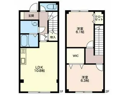 ドリームメゾン(2LDK/2階)の間取り写真