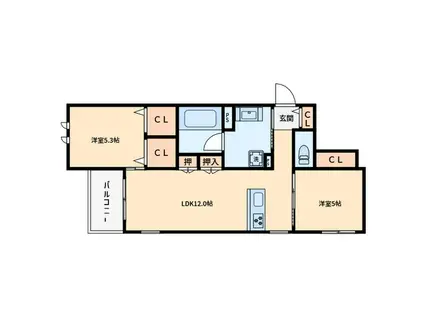 尼崎市塚口本町1丁目ヘーベルメゾン(2LDK/3階)の間取り写真