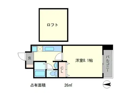 アルファプライズV(1K/5階)の間取り写真