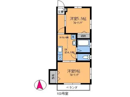 月村マンションNO.20(2DK/1階)の間取り写真