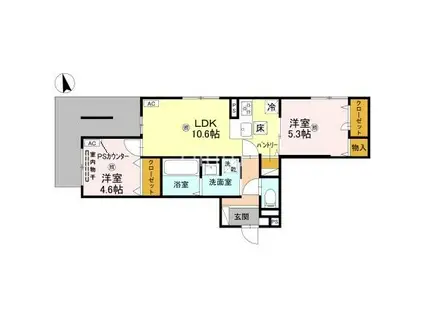 D-ROOM伏見駅前(2LDK/1階)の間取り写真