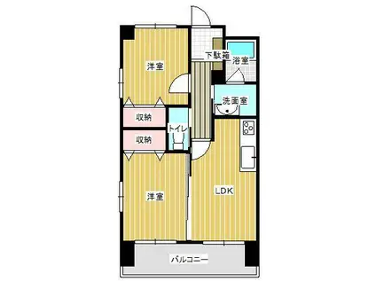 グラード西川津(2LDK/1階)の間取り写真