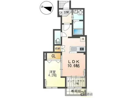 JR武蔵野線 新秋津駅 徒歩10分 2階建 築1年(1LDK/1階)の間取り写真