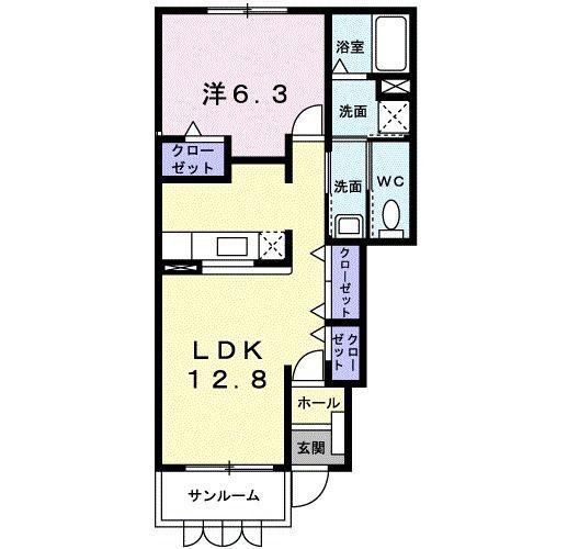 シェーネエレガンシア(1LDK/1階)の間取り写真