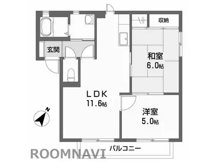 セトゥールインウエストB(2LDK/1階)の間取り写真