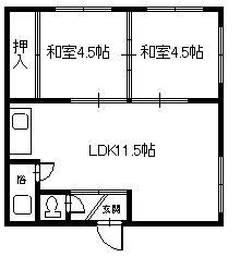 美鈴マンションB(2LDK/2階)の間取り写真