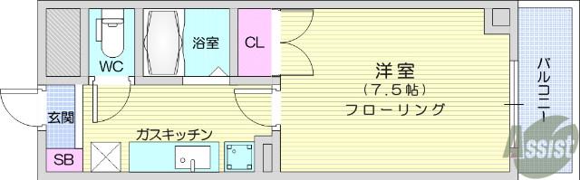 アイリスヒルズ(1K/3階)の間取り写真