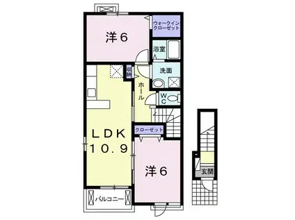 フェリーチェII(2LDK/2階)の間取り写真