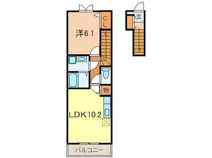 メゾン ド エム(1LDK/2階)の間取り写真