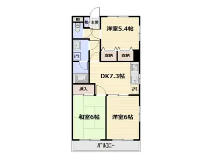 エスポワール(3DK/1階)の間取り写真