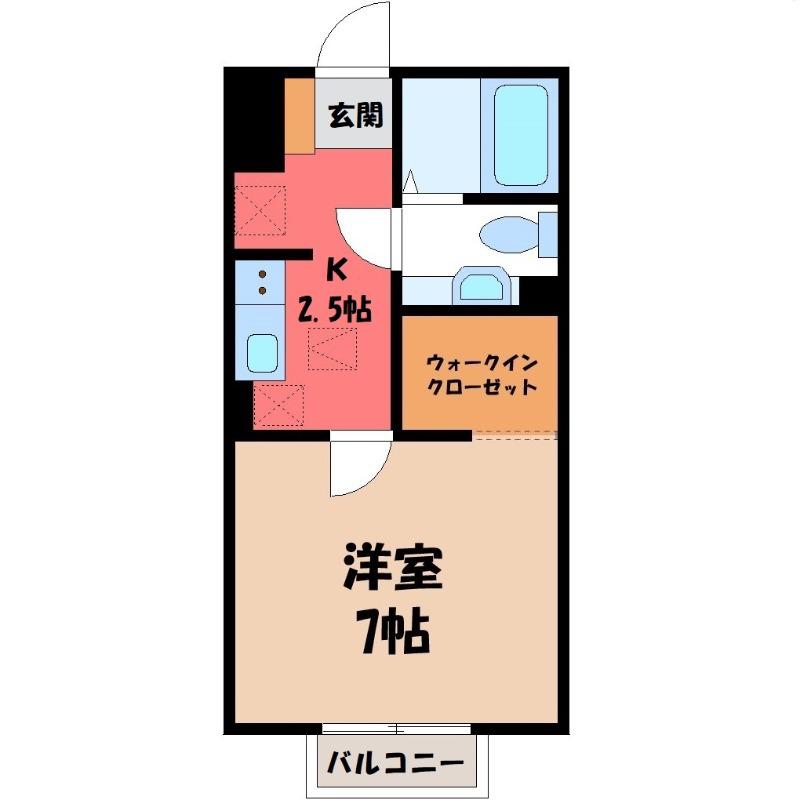 パルハイム2003B(1K/1階)の間取り写真