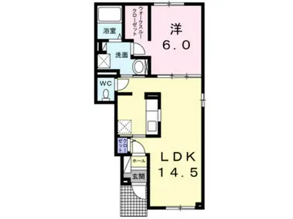 プルーリオンII(1LDK/1階)の間取り写真