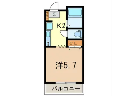 メゾンヒル狭山(1K/2階)の間取り写真