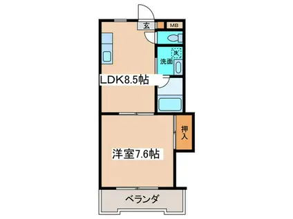 第2成城島田マンション(1LDK/1階)の間取り写真