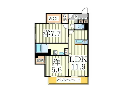 アイリスタ柏(2LDK/2階)の間取り写真
