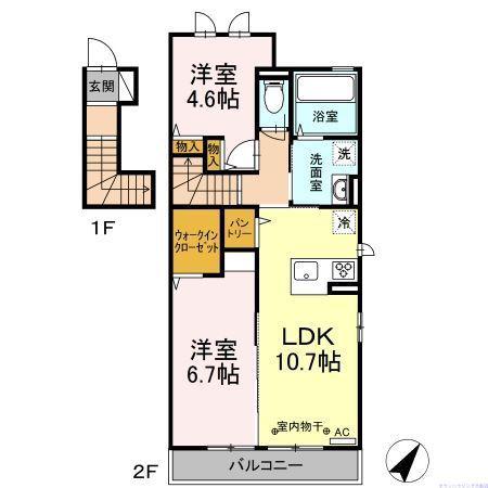 マタリキ(2LDK/2階)の間取り写真