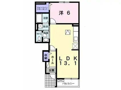 チェリーガーデンB(1LDK/1階)の間取り写真