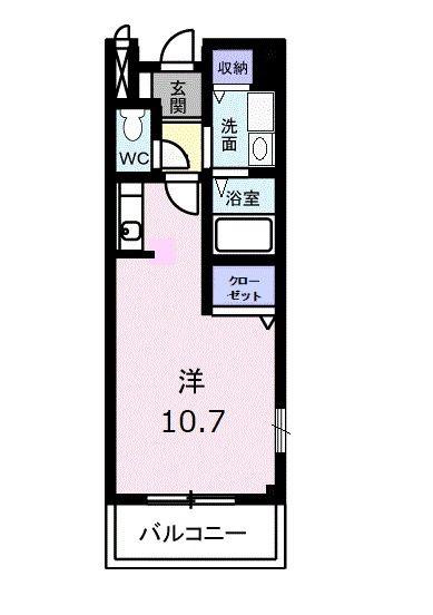 エスポワール土居A(ワンルーム/2階)の間取り写真