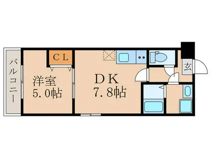 グランカーサ日の又(1DK/3階)の間取り写真