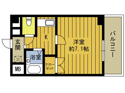 コーポつだII(1K/2階)の間取り写真