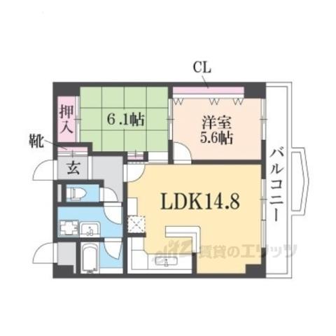 GREENRESIDENCE長浜(2LDK/6階)の間取り写真