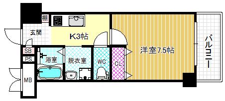 リブリー野田(1K/5階)の間取り写真