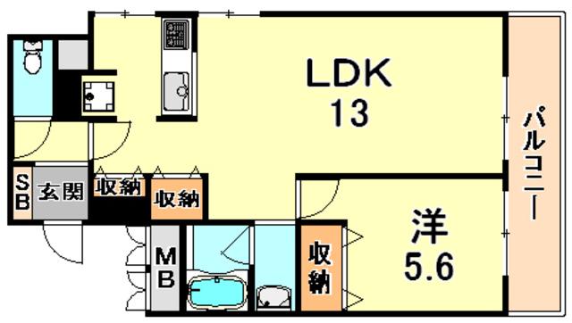 サンヴィラ魚崎(1LDK/1階)の間取り写真