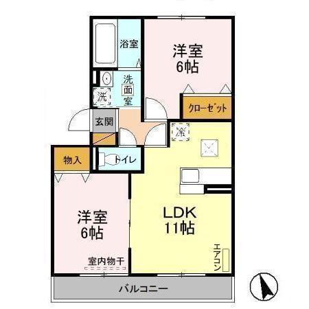 ル・シエル(2LDK/1階)の間取り写真