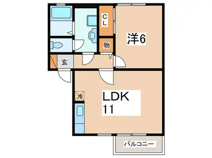 エスポワールエム(1LDK/2階)の間取り写真