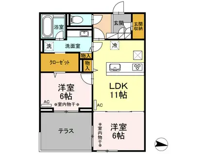 マーキュリー グラシア(2LDK/1階)の間取り写真