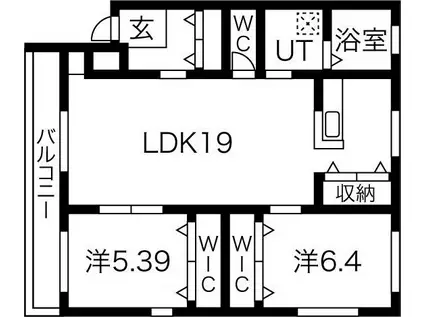 ヴィラ初生(2LDK/3階)の間取り写真