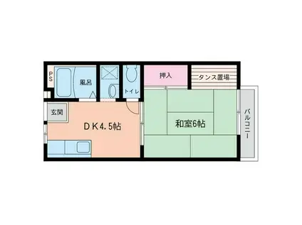 乙幸ハウス(1DK/2階)の間取り写真