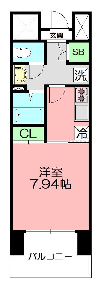 コンソラーレ本厚木(1K/4階)の間取り写真