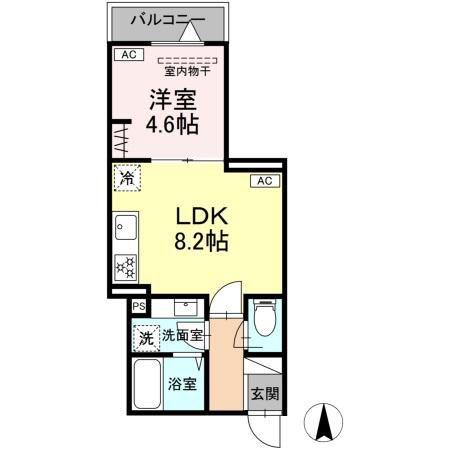 セレスティア関原(1LDK/3階)の間取り写真