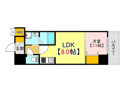 S-RESIDENCE広島駅DILETTO(1LDK/6階)の間取り写真