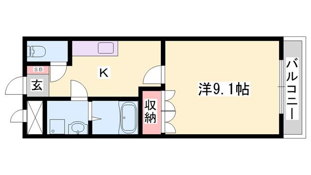 ビアンヒルズ(1K/2階)の間取り写真