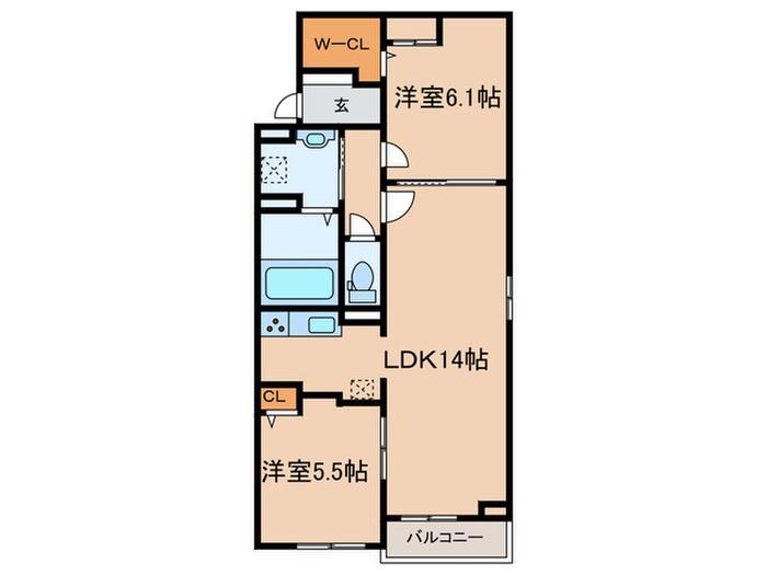 リヴァーサイド ヴィラ(2LDK/1階)の間取り写真