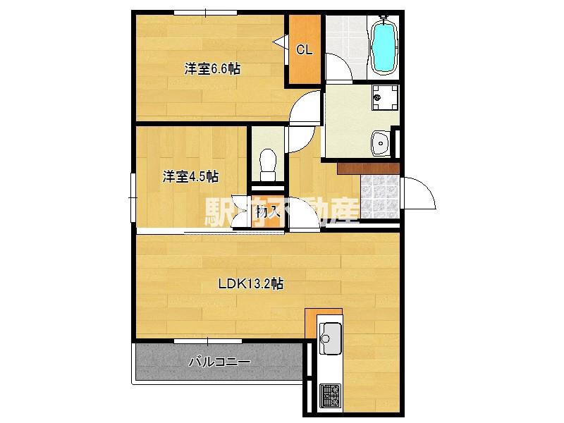 D-ROOM半道橋(2LDK/3階)の間取り写真