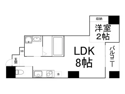 B.UEMACHIDAI(1LDK/2階)の間取り写真