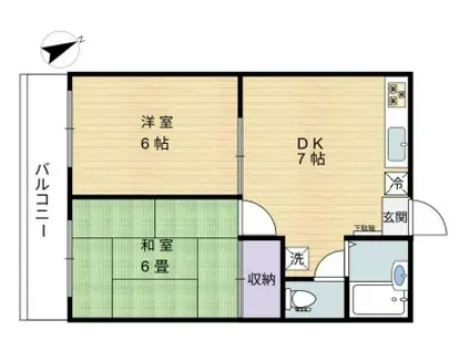 サンウッド洗足(2DK/3階)の間取り写真