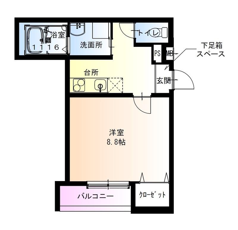 フジパレス今川公園東III番館(1K/1階)の間取り写真